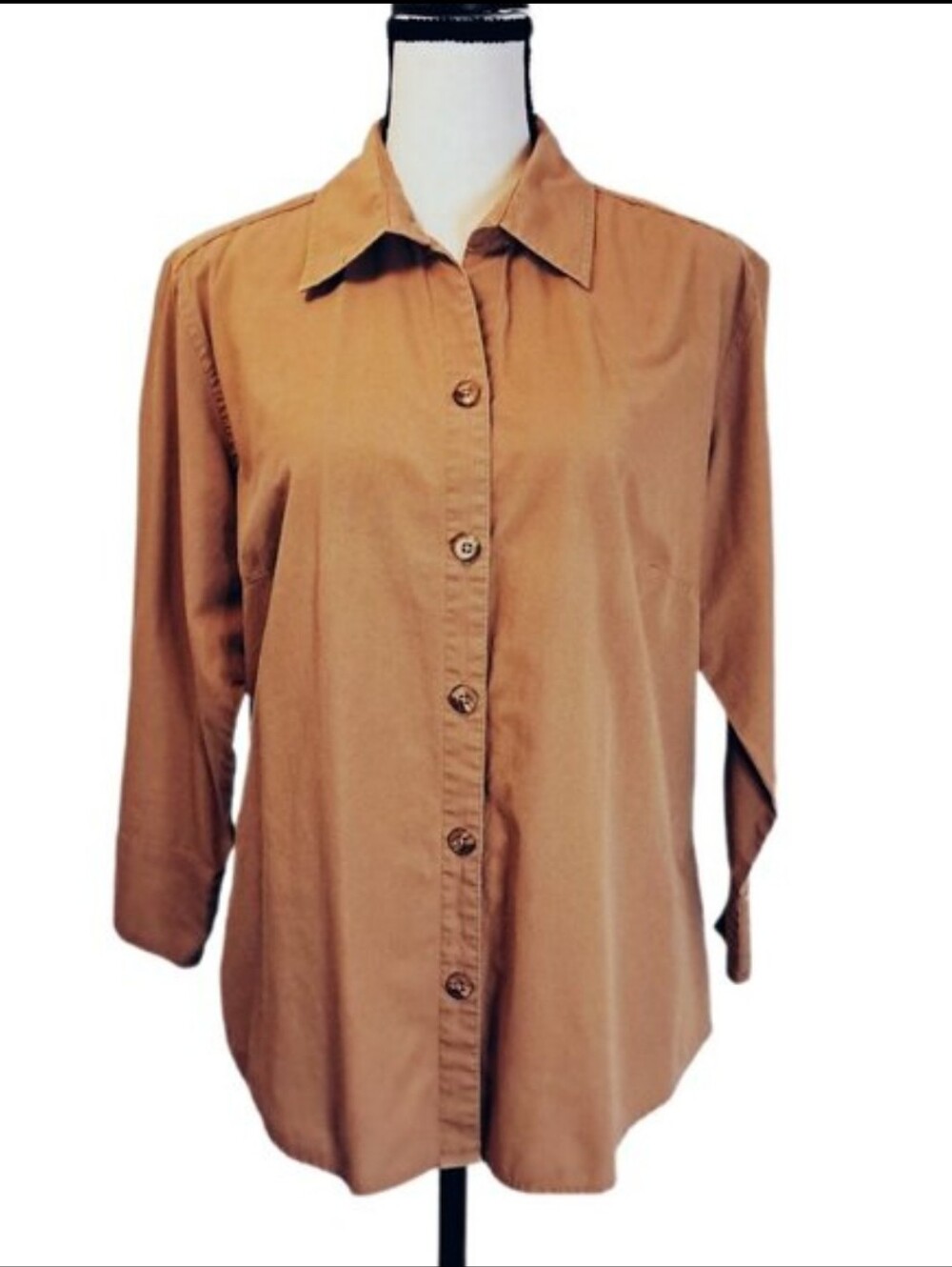 Columbia 100% Cotton Button Up Shirt Khaki Tan Camping Hiking Outdoor Top Sz L